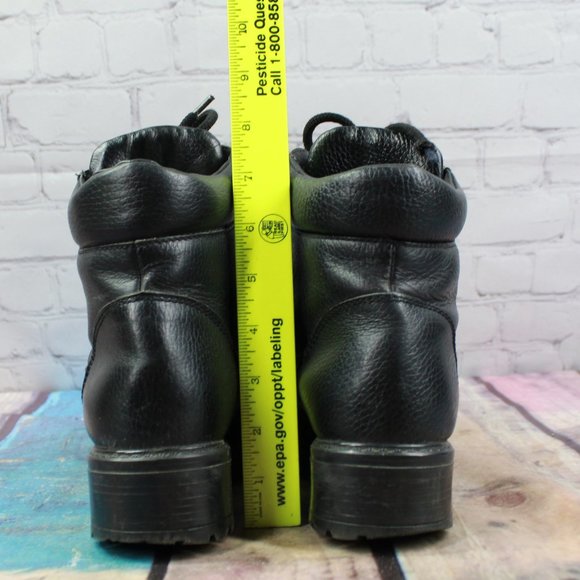 LL BEAN Lace Up Combat Ankle Boots Black Size 7 W - Picture 8 of 9